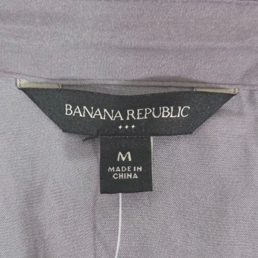 Banana Republic Womens Purple Wrap Top W Waist Tie Button Sleeve Cuffs Med NWT - Picture 6 of 10